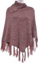 Dielay - Poncho met Franjes - 60x60 cm - Roze
