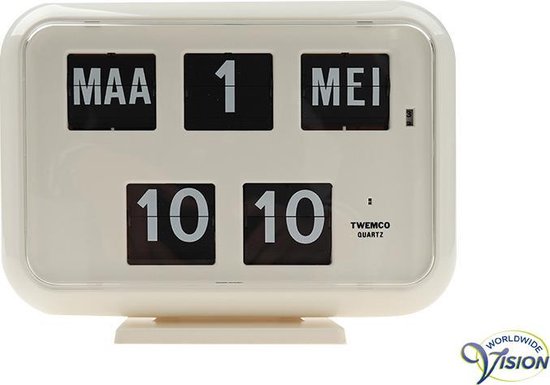 Tafelklok, wandklok Twemco QD-35 digitaal met kalender aanduiding - wit |  bol.com