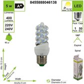 LED BULB lampen, spiraalvormig, E27, 5 W 4200K (Pack van 5)[Energieklasse A+]