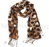 Sjaal winter shawl panterprint luipaard - viscose wol  - camel