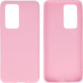 Bestcases Color Telefoonhoesje - Backcover Hoesje - Siliconen Case Back Cover voor Huawei P40 Pro - Roze