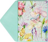 Kaart | vlinder & bloemen | verjaardagskaart | kaart + enveloppe - 2 stuks