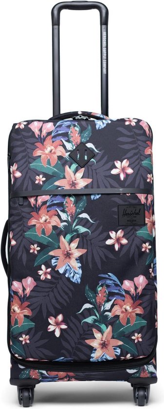 Herschel Highland Medium Reiskoffer - Summer Floral Black | Trolley - 73 cm - 70L - Zwart Grijs - Tijdloos en Praktisch design - Levenslange Garantie - Bloemen Print