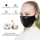 Trendy Mondkapje - Zwart|Herbruikbaar mondmasker|Wasbaar gezichtsmasker|Niet-medisch|Zacht elastiek|Volwassenen| Glitter mondkapje