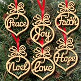 Houten Kerst Hangertjes (6 stuks)