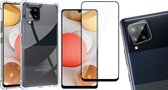 Samsung A42 Hoesje en Samsung A42 Screenprotector en Samsung A42 Camera Protector - Samsung Galaxy A42 Hoesje Transparant Shock Proof Cover Case + Screen Protector Glas Full + Came