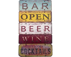 Signs-USA - Bar Open Beer Wine Cocktails - Licence Plate Art - Souvenir kentekenplaat oud nummerbord Amerika - verweerd - 30 x 51 cm