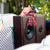 Bluetooth koffer decoratie geruit met leer vintage uniek kerstgeschenk