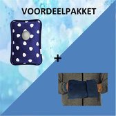 Elektrische Kruik - Voordeelpakket - Blauw met Witte Hartjes - Inclusief NIET Elektrische Handwarmer Hoes (Mof) - Elektrisch Oplaadbare Kruik - Elektrische Warmwaterzak - Easy2Warm