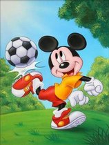 Schilderen op nummer volwassenen, schilderen op nummer kinderen, Mickey mouse voetbal 40X50