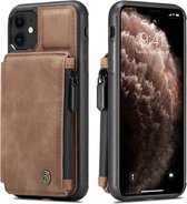 Leren hardcase met portemonnee iPhone 11 - Bruin