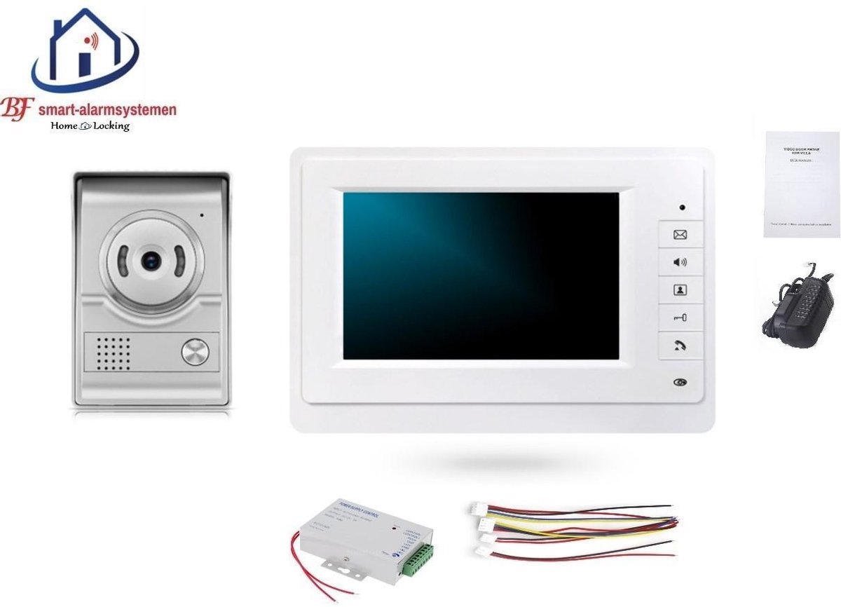 Home-Locking videofoon met 1 binnen paneel en elekro box 12VDC voor aansluiting elektrisch slot.DBF-DT-2215-1E-1