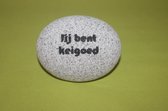 Decoratief Beeld - Gegraveerde Kei - Natuursteen - Nstone - Grijs - 18 X 14 Cm