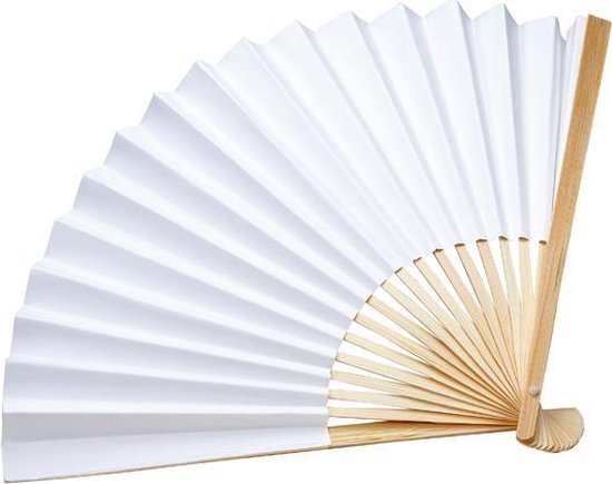 Papieren waaier van hout met wit papier, set van 12 | bol.com