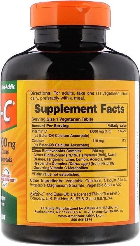 Ester C 1000 Mg Met Citrus Bioflavonoiden 90 Tabs American Health Bol Com