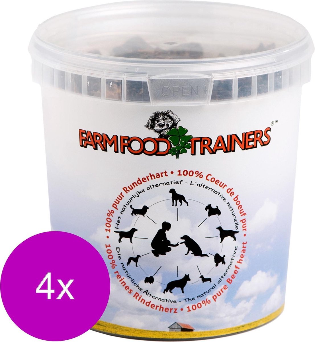 Farm Food Trainers Runderhart - Hondensnack - 4 x 333 gr