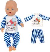 Poppenkleding - Pyjama met hond en ballonnen - voor jongens of meisjes pop - kleding past op baby born