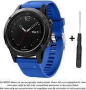 Blauw Siliconen SporthorlogeBandje Garmin Fenix 5 (& 5 Plus & Sapphire) / Forerunner 935/945 / Quatix 5 &5 Sapphire / Fenix 6 &6 Plus / Approach S60 & S62 / MARQ devices / D2 Delta