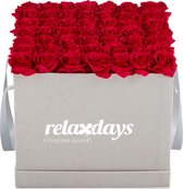 relaxdays flowerbox - rozenbox - rozen in doos - 49 kunstbloemen - cadeau - decoratie rood