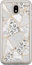 Samsung J7 2017 hoesje siliconen - Stone & leopard print | Samsung Galaxy J7 2017 case | grijs | TPU backcover transparant