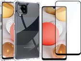 Hoesje geschikt voor Samsung Galaxy A42 - Transparant Shock Proof Cover Case + Screen Protector Glas Full
