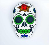 Mexicaanse Doodskop Kussen – Sugar Skull - Dia de los Muertos - Happy Halloween – Doodshoofd Rood Groen – SierKussen - Super Zacht – Wasbaar – Decoratie – Calavera