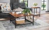 Salontafel, salontafel, gemaakt van staal, met rasterplank, vierkant, industrieel ontwerp, voor woonkamer, vintage bruin-zwart LCT065B01