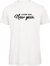 Kerst t-shirt wit A fuckin' good new year - soBAD.