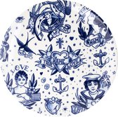 Assiette murale Schiffmacher 'Love' - 28 cm - matériel de suspension inclus - Royal Delft - bleu de Delft - tatouage - décoration murale - assiette décorative - décoration murale moderne - cadeau nieuw maison - cadeau pour femme - cadeau pour homme