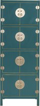 Fine Asianliving Chinese Kast Teal Blauw B67xD45xH180cm - Orientique Collection Chinese Meubels Oosterse Kast