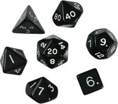Polydice set 7 stuks - Polyhedral dobbelstenen set  | dungeons and dragons dnd dice| D&D  Pathfinder RPG | Zwart wit / Black white