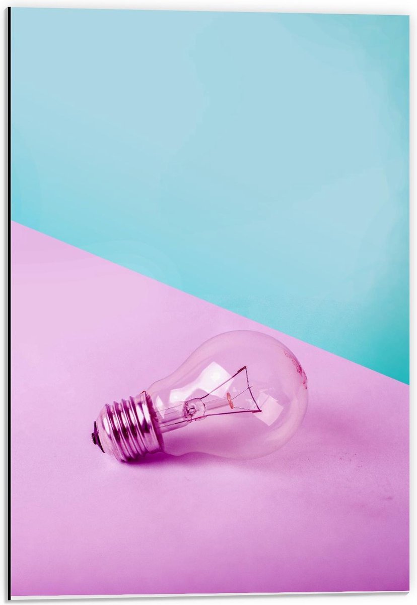 Dibond - Paarse Gloeilamp - 40x60cm Foto op Aluminium (Wanddecoratie van metaal)