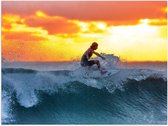 Poster – Surfen op Golven met Zonlicht - 40x30cm Foto op Posterpapier