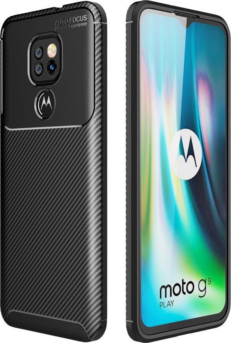 Silicone gel TPU brushed zwart hoesje Motorola Moto G9 Play / Moto E7 Plus