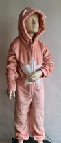 Onesie, Jumpsuit "Bunny" roze hooded super soft kids series voor lengte 1.12 mtr