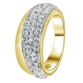 Lucardi Dames Ring goldplated wit kristal - Ring - Cadeau - Moederdag - Staal - Goudkleurig