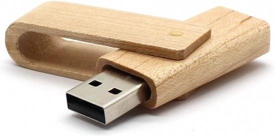 Clé USB pliante en bois 8 Go - 1 an de garantie - Puce de classe A - Bamboo Twister