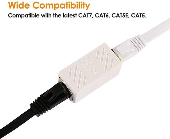 in Line Coupler Cat6/Cat6e/Cat5e/cat5 ethernet Female to Female Coupler Black+White 10 Pack RJ45 Coupler 