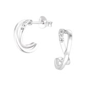 Joy|S - Zilveren halve hoepel oorringen zirkonia 12 mm