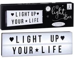Lichtbak - Lightbox - 10 LEDS - met 124 Letters , Cijfers , Symbolen - 50 x 15 cm - Rechthoek