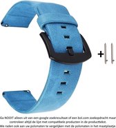 Blauw 22mm kunstlederen bandje geschikt voor bepaalde 22mm smartwatches van verschillende bekende merken (zie lijst met compatibele modellen in producttekst) - Maat: zie foto - gespsluiting - Leer - PU Leder - Leren Horlogebandje