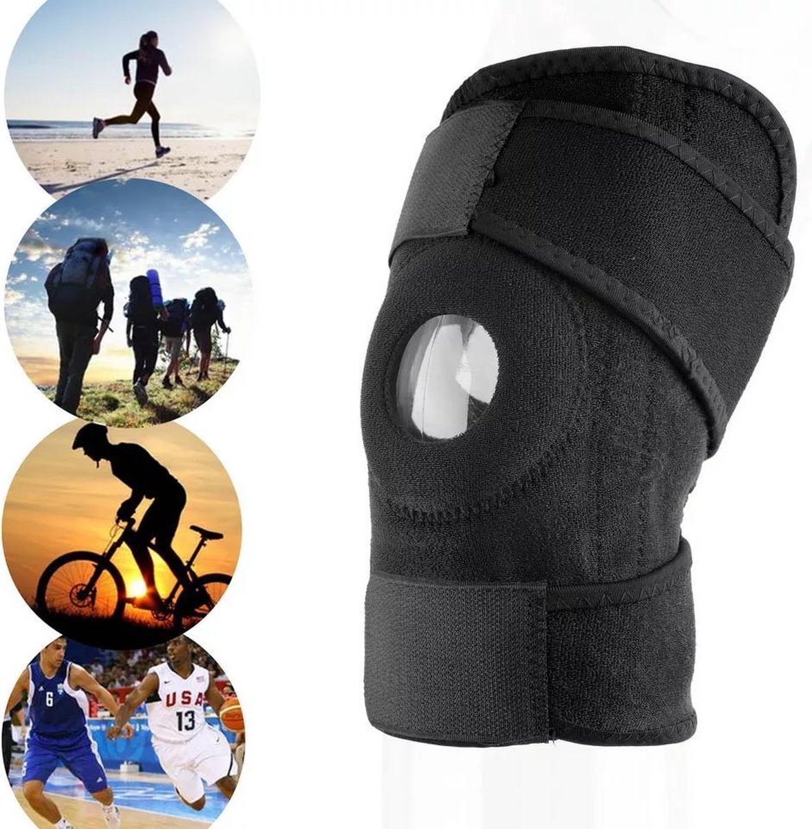 LOUZIR Knie Brace Ondersteuning - Verstelbare Kneepad Met Open Patella Brace - Neopreen - Outdoor Knie Protector - Knie bescherming — afbeelding 3