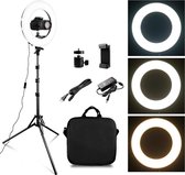 Travor Pro 12inch Ringlamp - LED - Statief - Vlog - Make-up - Tik Tok - Instagram - Snapchat - Inclusief kleuren filter - Telefoonhouder - Professioneel - Hoge kwaliteit
