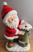 Kerst santa rood met mailbox H40cm ,batteries operated,