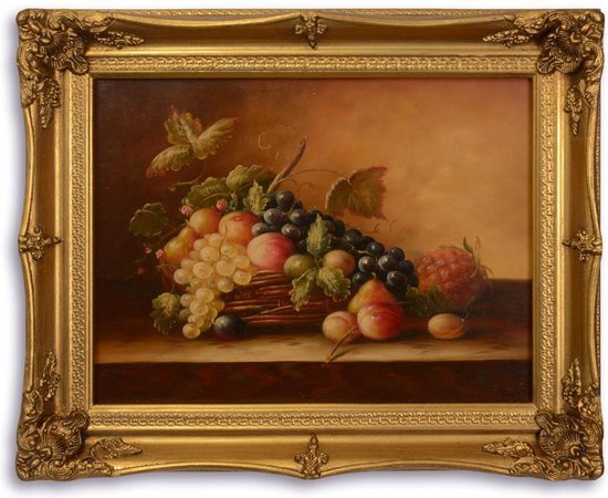 Stilleven met fruit - Olieverfschilderij - Inclusief lijst - 28,7 x 38,7 cm | bol