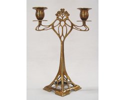 Kandelaar klassiek met twee kaarshouders - Kandelaar - Messing - 28 cm hoog