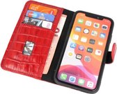 Lelycase Echt Lederen Booktype iPhone 11 hoesje - Krokodil Rood