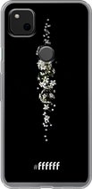 6F hoesje - geschikt voor Google Pixel 4a -  Transparant TPU Case - White flowers in the dark #ffffff