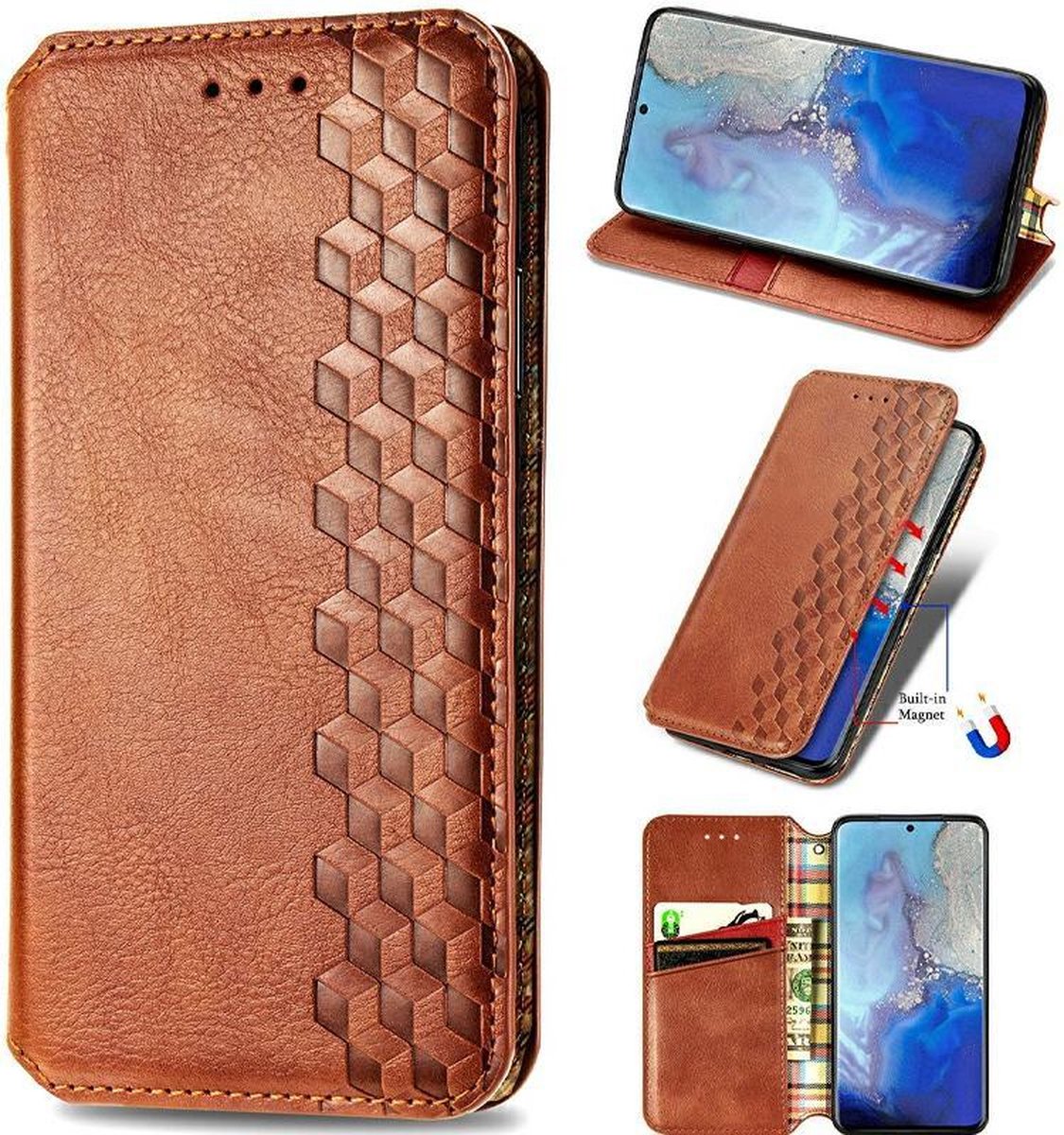 AA Commerce Telefoonhoesje - Book Case - Geschikt Voor Samsung Galaxy S20 Plus - Bruin - AA Commerce