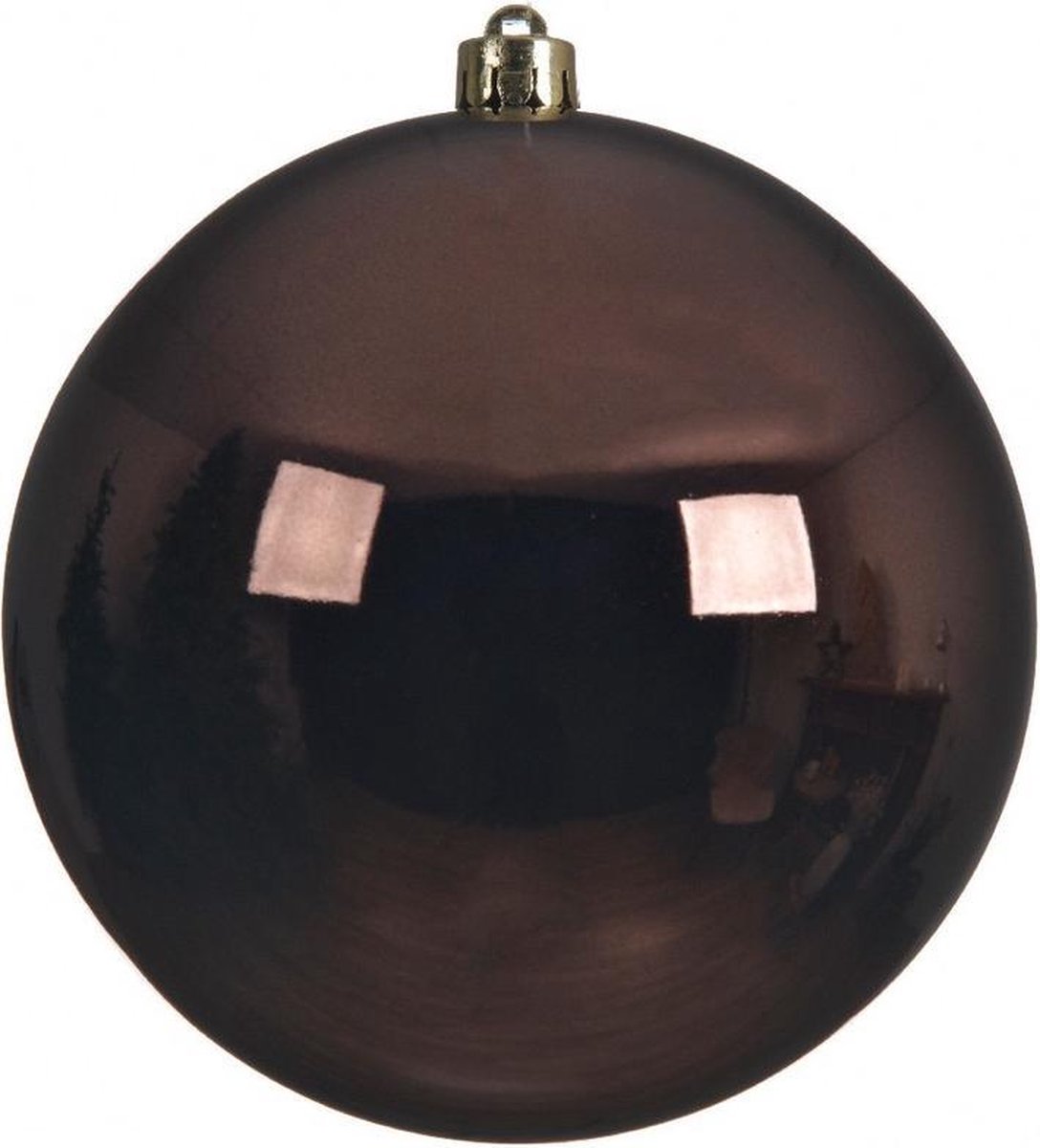 3x Grote donkerbruine kunststof kerstballen van 20 cm glans